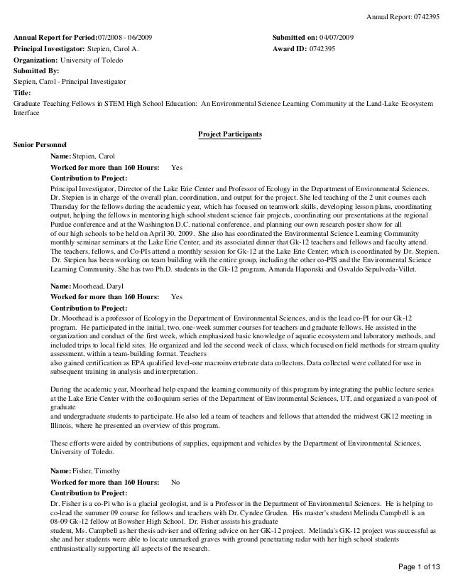 Nsf Annual Report Template Nsf Annual Report Template