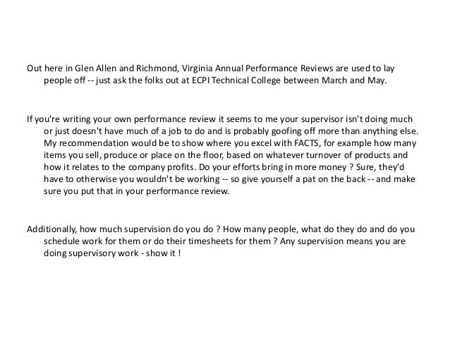 annual performance review sample sample of annual performance review