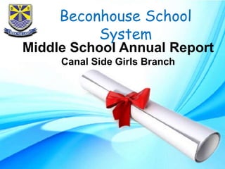 Beconhouse School
System
Middle School Annual Report
Canal Side Girls Branch
 