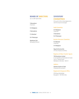 Tata Elxsi Annual Report 2010 | PDF