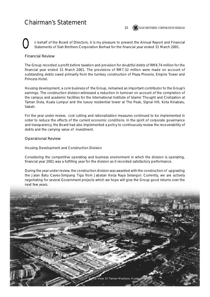 SBC Corporation Berhad: Annual Report 2001