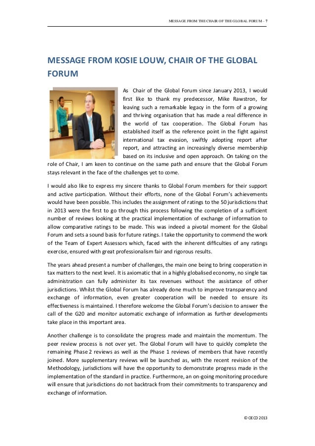 Annual report 2013 global forum on transparency and Annual report 2013 global forum on transparency and