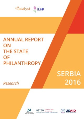 ANNUAL REPORT
ON
THE STATE
OF
PHILANTHROPY
Research
SERBIA
2016
 