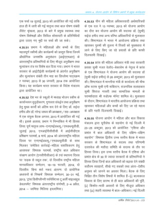 okf"kZd fjiksVZ 2013-14 – 153
vè;k; 4% ;kstuk vk;ksx ds fofHkUu izHkkxksa esa izeq[k dk;Zdyki
,d ppkZ 19 tqykbZ] 2013 d¨ vk;¨ftr dh xbZ rkfd
gky gh esa tkjh dh xbZ ekr`Ro rFkk cky i¨"k.k Lkacaèkh
ySaLksV J`a[kyk] 2013 ds ckjs esa Áeq[k LokLF; rFkk
i¨"k.k fo'ks"kK¨a v©j fLkfoy Lk¨Lkk;Vh ds Áfrfuf/k;¨a
}kjk mBk, x, eqÌ¨a ij ppkZ dh tk LkdsA
4-35-51 ÁÒkx us efgykvksa v©j cPp¨a ds fy,
egRoiw.kZ Ldhe¨a v©j dk;ZØe¨a d¨ ÁLrqr fd;k ftuesa
v©|ksfxd tu'kfä vuqLka/kku ¼vkbZ,,evkj½ ds
varjjk"Vªh; ÁfrÒkfx;¨a ds fy, e©twn vuqoh{k.k rFkk
ewY;kadu ra= ij fo'ks"k cy fn;k x;kA ÁÒkx us Òkjr
Lkjdkj ds vkbZVhbZLkh dk;ZØe¨a ds varxZr vuqoh{k.k
v©j ewY;kadu Lkaca/kh rhu ekg dk fMIy¨ek ikB~;Øe
7 uoEcj] 2013 Lks 30 tuojh] 2014 rd vk;¨ftr
fd;kA ;g dk;ZØe Òkjr Lkjdkj ds fons'k ea=ky;
}kjk Ák;¨ftr FkkA
4-35-52 ns'k Òj ds Ldwy¨a esa e/;kà Ò¨tu Ldhe ds
dk;kZUo;u Lkqn`<hdj.k] xq.koŸkk Lkao)Zu rFkk vuqoh{k.k
gsrq eq[; dk;¨aZ d¨ vafre :i nsus ds fy, M‚- LkbZnk
gehn v©j M‚- ujsUæ tk/ko dh v/;{krk@Lkg&vè;{krk
esa ,d Lka;qä cSBd vxLr] 2013 esa vk;¨ftr dh xbZ
FkhA bLkds vykok] ÁÒkx us fuEukafdr esa Òh fgLLkk
fy;k% iw.kZ ekr`Ro ykÒ&,u,ebZMCY;w@,eMCY;wLkhMh]
tqykbZ 2013( ,uvkbZihLkhLkhMh esa vkbZLkhMh,Lk
Áf'k{k.k ijke'kZ( 8 ekpZ] 2014 d¨ varjjk"Vªh; efgyk
fnoLk ij ,u,ebZMCY;w@,eMCY;wLkhMh ds LkkFk
feydj ^Lkesfdr dkjZokbZ&efgyk Lk'kfädj.k gsrq
vko';d* fo"k;d ijke'kZ( jk"Vªh; cky vf/kdkj
Lkaj{k.k vk;¨x ¼,uLkhihLkhvkj½ ds 7oka LFkkiuk fnoLk
ij ^LkM+d Lks Ldwy rd*( n¨ fnoLkh; jk"Vªh; efgyk
ekuokf/kdkj LkEesyu] 18&19 Qjojh] 2014( n¨
fnoLkh; ^fcuk 'krZ udn varj.k% n¨ Ák;¨fxd
vè;;u¨a ds fu"d"kZ* fo"k;d LkEesyu] 30&31 ebZ]
2013( ^VªkaLk fMLkhIyhujh iLkZisfDVOLk Vw vyÊ pkbYMgqM
MsoyiesaV* fo"k;d varjjk"Vªh; Lkax¨"Bh] 2&4 vÁSy]
2014 & tkfe;k fefy;k bLykfe;kA
4-35-53 phu dh efgyk vf/kdkjoknh vFkZ'kkfL=;¨a
ds ,d ny us 13 uoEcj] 2013 d¨ ;¨tuk vk;¨x
dk n©jk dj ;¨tuk vk;¨x dh LknL;k M‚- ¼LkqJh½
LkbZnk gehn rFkk vU; ofj"B vf/kdkfj;¨a Lks eqykd+kr
dhA f'k"VeaMy us Òkjr esa vk;¨tuk ÁfØ;k rFkk
[k+kLkdj iq#"k¨a dh rqyuk esa fL=;¨a d¨ eq[;/kkjk esa
ykus ds fy, fd, tk jgs Á;kLk¨a ds Áfr dkQh
fnypLih fn[kkbZA
4-35-54 ÝkaLk dh efgyk vf/kdkj ea=h rFkk Lkjdkjh
Áoäk LkqJh utr osy‚n&csdkLkse ds usr`Ro esa ÝkaLk
ds ,d f'k"VeaMy us ;¨tuk vk;¨x dh LknL;k M‚
¼LkqJh LkbZnk gehn½ Lks 28 vDVwcj] 2013 d¨ eqykd+kr
dhA f'k"VeaMy esa ekuuh;k ea=h ds dk;kZy; dh phQ
vkWQ LVkQ LkqJh ,uh :ÇcLVu] jktuf;d Lkykgdkj
LkqJh f'kjkt xkLkjh rFkk Lkkekftd ekey¨a ds
ijke'kZnkrk Jh #M¨YQ e‚usV 'kkfey FksA eqykd+kr
ds n©jku] f'k"VeaMy us Òkjrh; vk;¨tuk ÁfØ;k rFkk
[k+kLkdj efgykvksa v©j cPp¨a d¨ fn, tk jgs egRo
ds Áfr xgjh fnypLih fn[kkbZA
4-35-55 ;¨tuk vk;¨x us efgyk v©j cky fodkLk
ea=ky; }kjk ;wuhLksQ ds Lkg;¨x Lks ubZ fnYyh esa
23&25 vDVwcj] 2013 d¨ vk;¨ftr ^^,f'k;k v©j
Á'kkar esa cky vf/kdkj¨a ds fy, nf{k.k&nf{k.k
Lkg;¨x** fo"k;d f}rh; mPp Lrjh; cSBd esa Òkjr
Lkjdkj ds f'k"VeaMy ds LknL; rFkk ifj.kkeh
nLrkost dh eLk©nk Lkfefr ds LknL; ds r©j ij
fgLLkk fy;kA bLk mPp Lrjh; cSBd esa ,f'k;k v©j
Á'kkar {ks= ds 30 Lks T;knk Lkjdkj¨a ds ÁfrÒkfx;¨a us
fgLLkk fy;k ftUgsa cky vf/kdkj¨a d¨ c<+kok nsus Lkacaèkh
Lko¨ZŸke O;ogkj¨a] Lkh[ks x, Lkcd¨a rFkk varj&ns'kh;
vuqÒo d¨ tkuus dk voLkj feykA cSBd ds fy,
fpfàr rhu fo'ks"k fo"k;¨a esa 'kkfey gSa&¼i½ ckY;dky
fodkLk ds fy, ÁkjEÒ Lks gh cky vf/kdkj¨a dh iwÆr]
¼ii½ fd'k¨j&Òkoh voLkj¨a ds fy, e©twnk vf/kdkj
rFkk ¼iii½ 'kgjh O;oLFkk esa cky&vf/kdkjA ubZ fnYyh
 