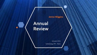 Annual
Review
Jenna Wiggins
January 2021
Scheduling_FRT - Team
 