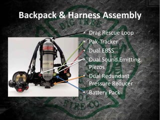Backpack & Harness Assembly
              • Drag Rescue Loop
              • Pak-Tracker
              • Dual EBSS
              • Dual Sound Emitting
                Piezos
              • Dual Redundant
                Pressure Reducer
              • Battery Pack
 