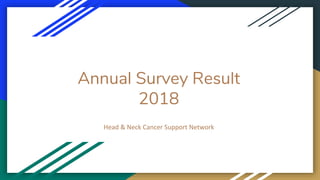Annual Survey Result
2018
Head & Neck Cancer Support Network
 