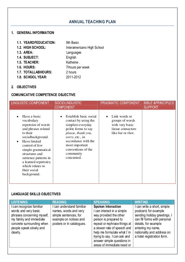 Annual Teaching Plan 9th