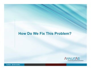 How Do We Fix This Problem?
Twi$er:	
  @abneedles	
  
 