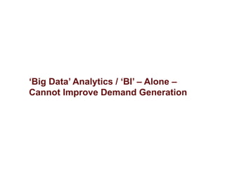 ‘Big Data’ Analytics / ‘BI’ – Alone –
Cannot Improve Demand Generation
 