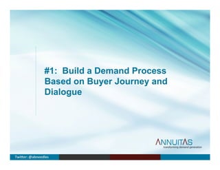 #1: Build a Demand Process
Based on Buyer Journey and
Dialogue
Twi$er:	
  @abneedles	
  
 