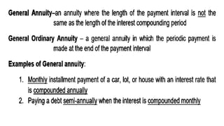 Annuities general and simple annuities..
