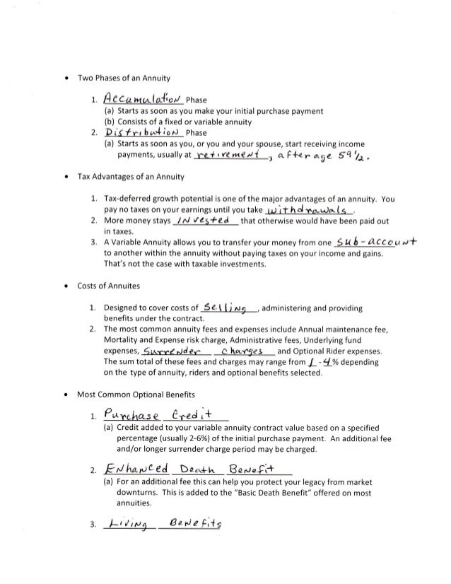 annuities worksheet