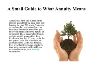A Small Guide to What Annuity Means ,[object Object]