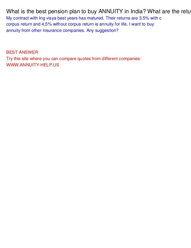 What is the best pension plan to buy ANNUITY in India? What are the