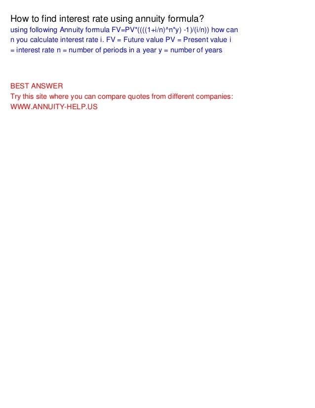 how to find interest rate using annuity formula