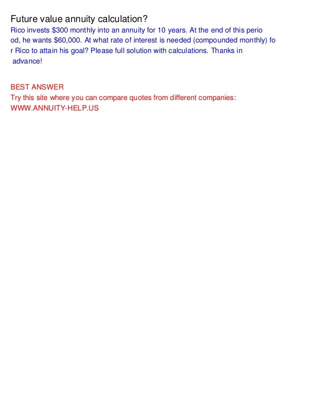 future value annuity calculation