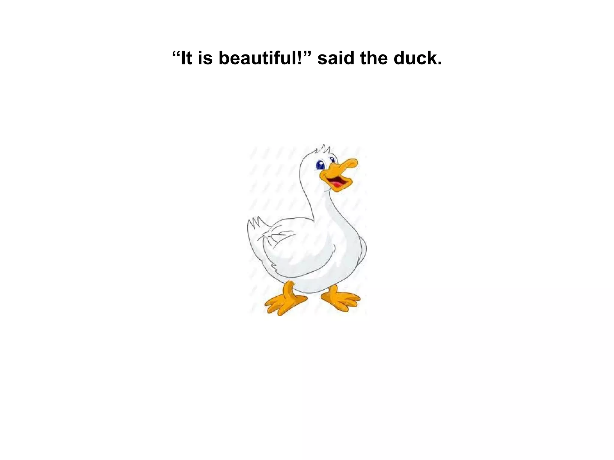 “It is beautiful!” said the duck.

 