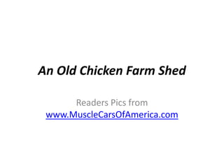 An Old Chicken Farm Shed

      Readers Pics from
 www.MuscleCarsOfAmerica.com
 