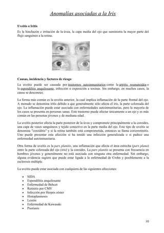 Anomalías en estructura interna del ojo
