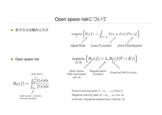 Open space riskについて
n 多クラス分類のリスク
n Open space risk
 
