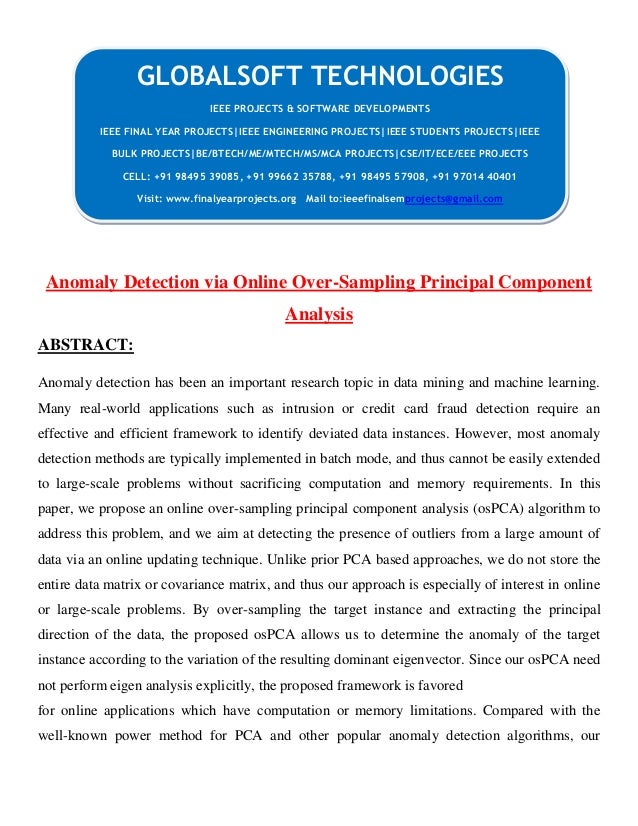 data sampling outlier via principal over detection Anomaly sampling online