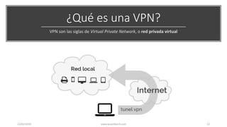 ¿Qué es una VPN?
VPN son las siglas de Virtual Private Network, o red privada virtual
22/02/2019 www.quantika14.com 13
 