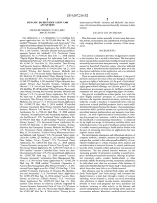 Anonos U.S. Patent Number 9,087,216