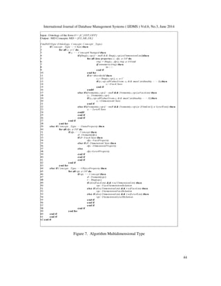 International Journal of Database Management Systems ( IJDMS ) Vol.6, No.3, June 2014
44
Figure 7. Algorithm Multidimensional Type
 