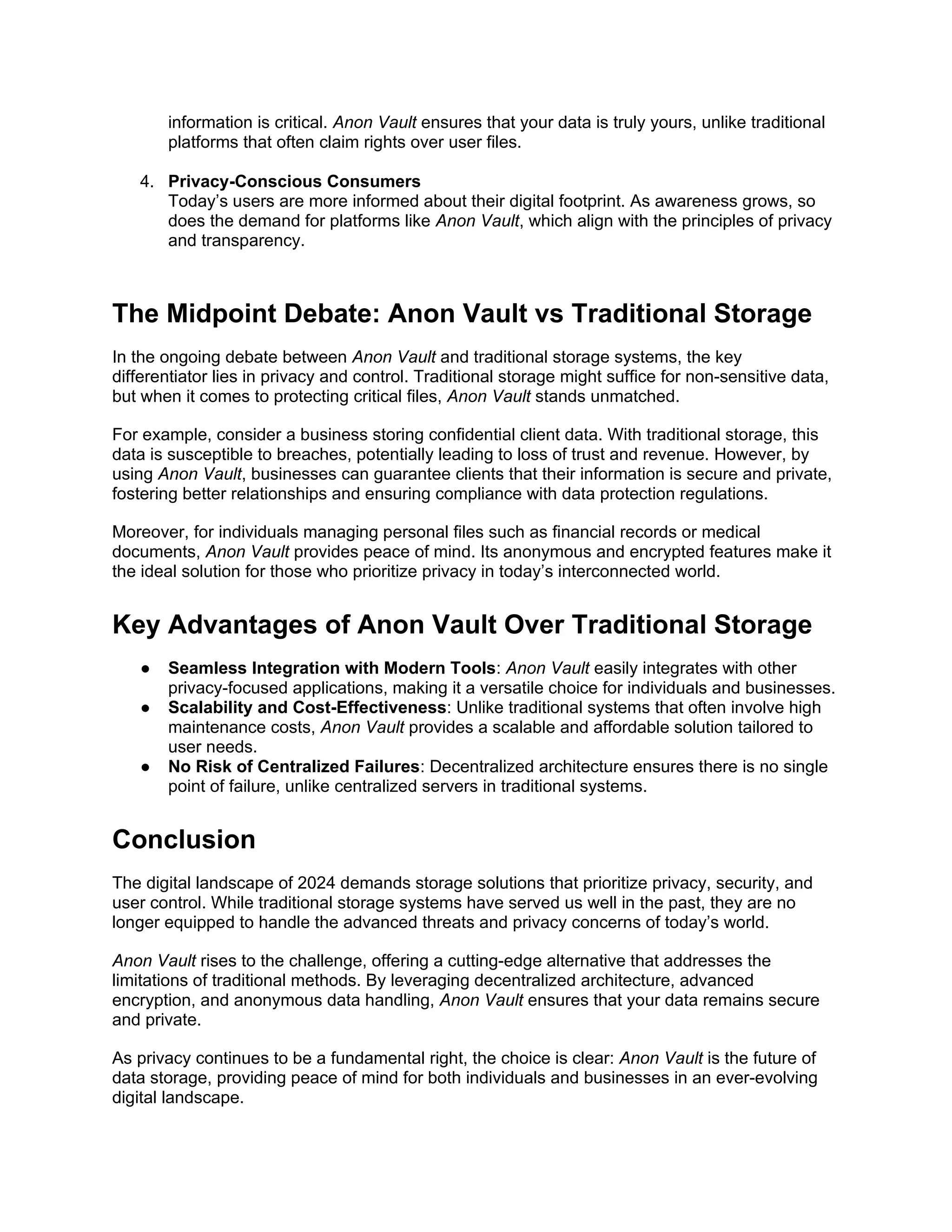 Anon Vault vs Traditional Storage: Why Privacy Matters in 2024 PDF