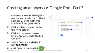 Anonymous peer review using google docs | PPTX | Internet | Computing