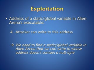 Anonymous Remote Arbitrary Code Execution in Alien Arena | PPTX