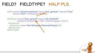 <field name="sslcerts-hostname" type="text_general" indexed="true"
stored="true" multiValued="true" />
FIELD? FIELDTYPE? HALP PLS.
<fieldType name="text_general" class="solr.TextField"
positionIncrementGap=”100” sortMissingLast=”true”>
<analyzer>
<tokenizer class=”solr.WhitespaceTokenizerFactory” />
</analyzer>
</fieldType>
 