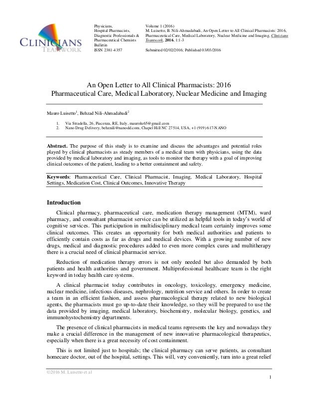 Pharmacist Mtm Cover Letter To Physician Pharmacist Mtm Cover Letter To Physician