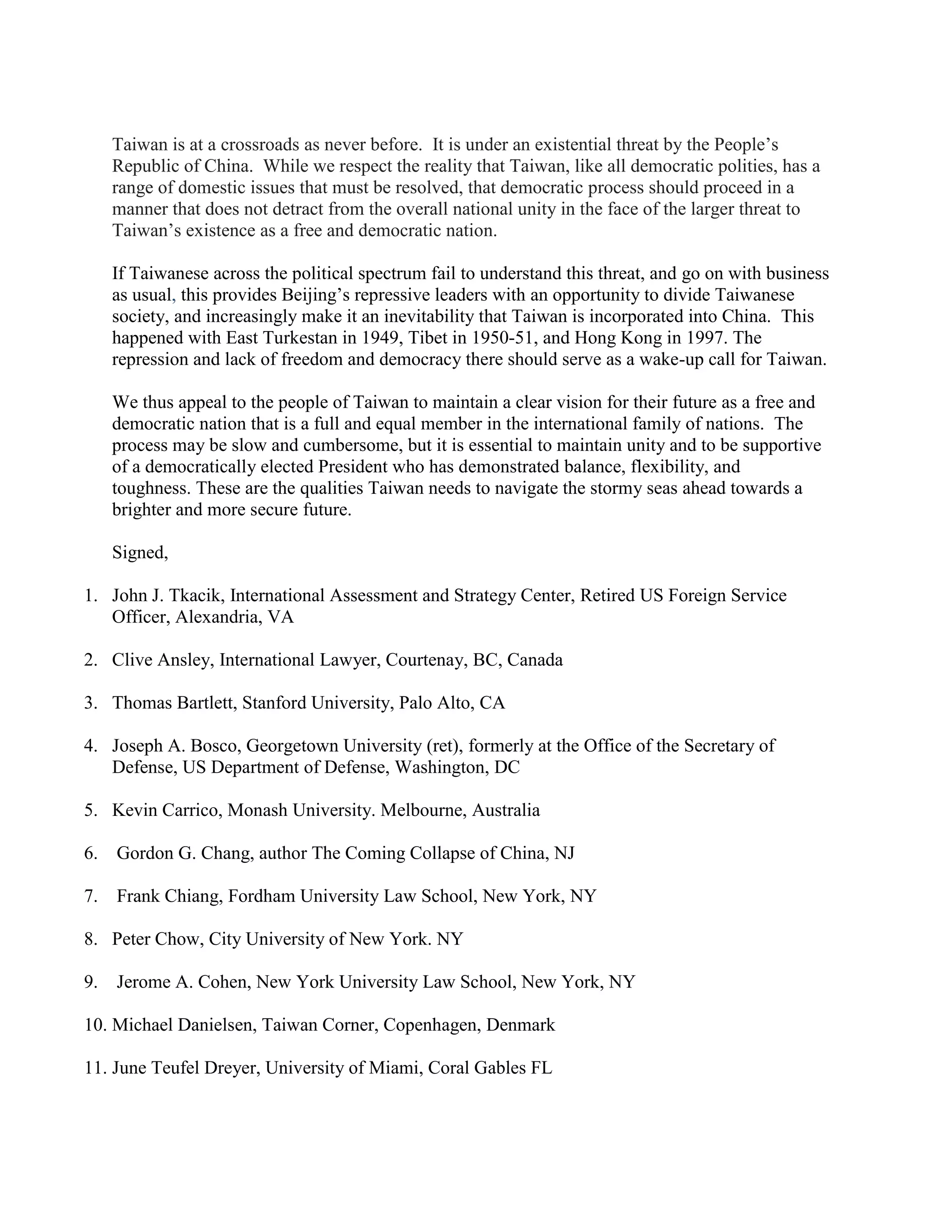 An open letter to the people of taiwan | PDF