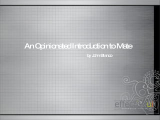 An Opinionated Introduction to Mate by John Blanco 