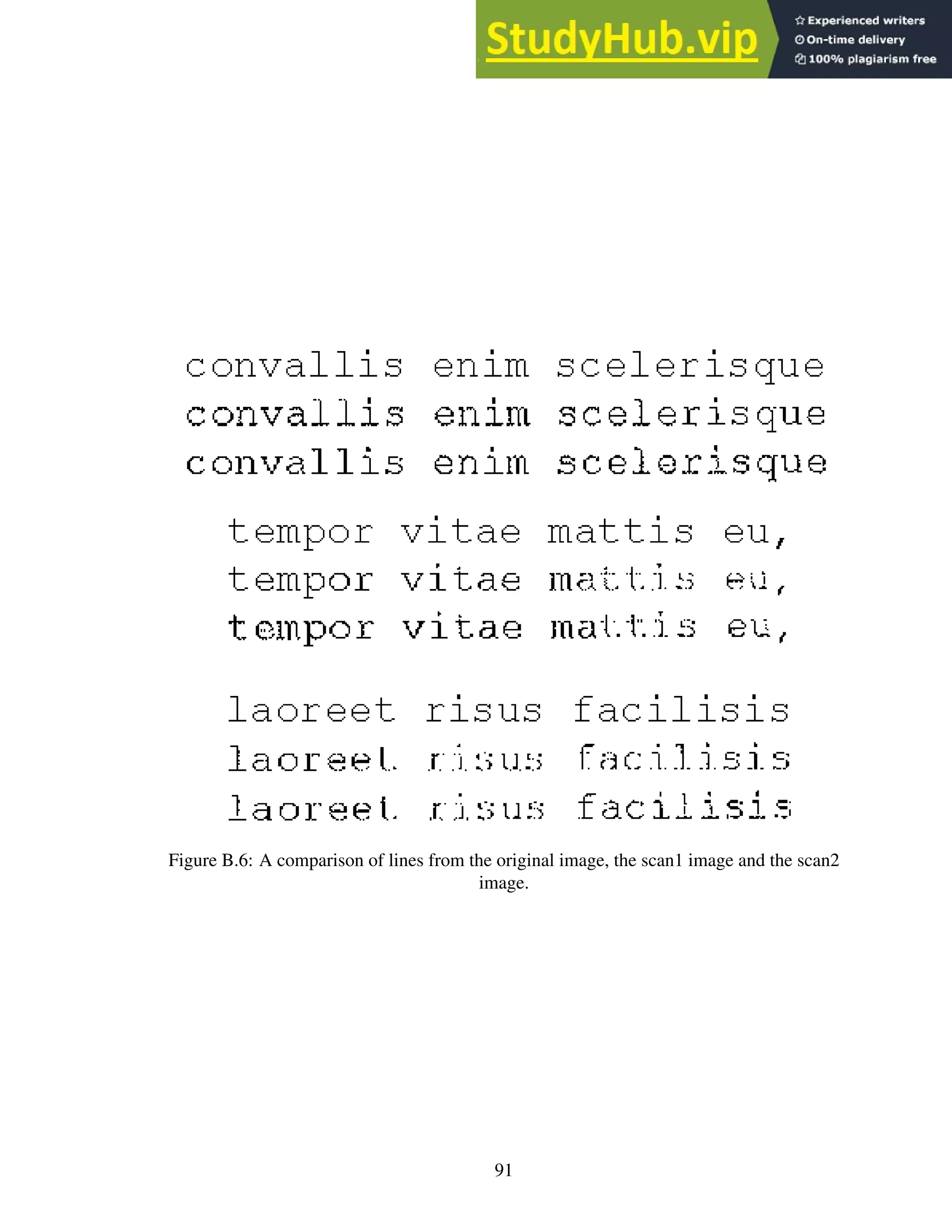 Figure B.6: A comparison of lines from the original image, the scan1 image and the scan2
image.
91
 