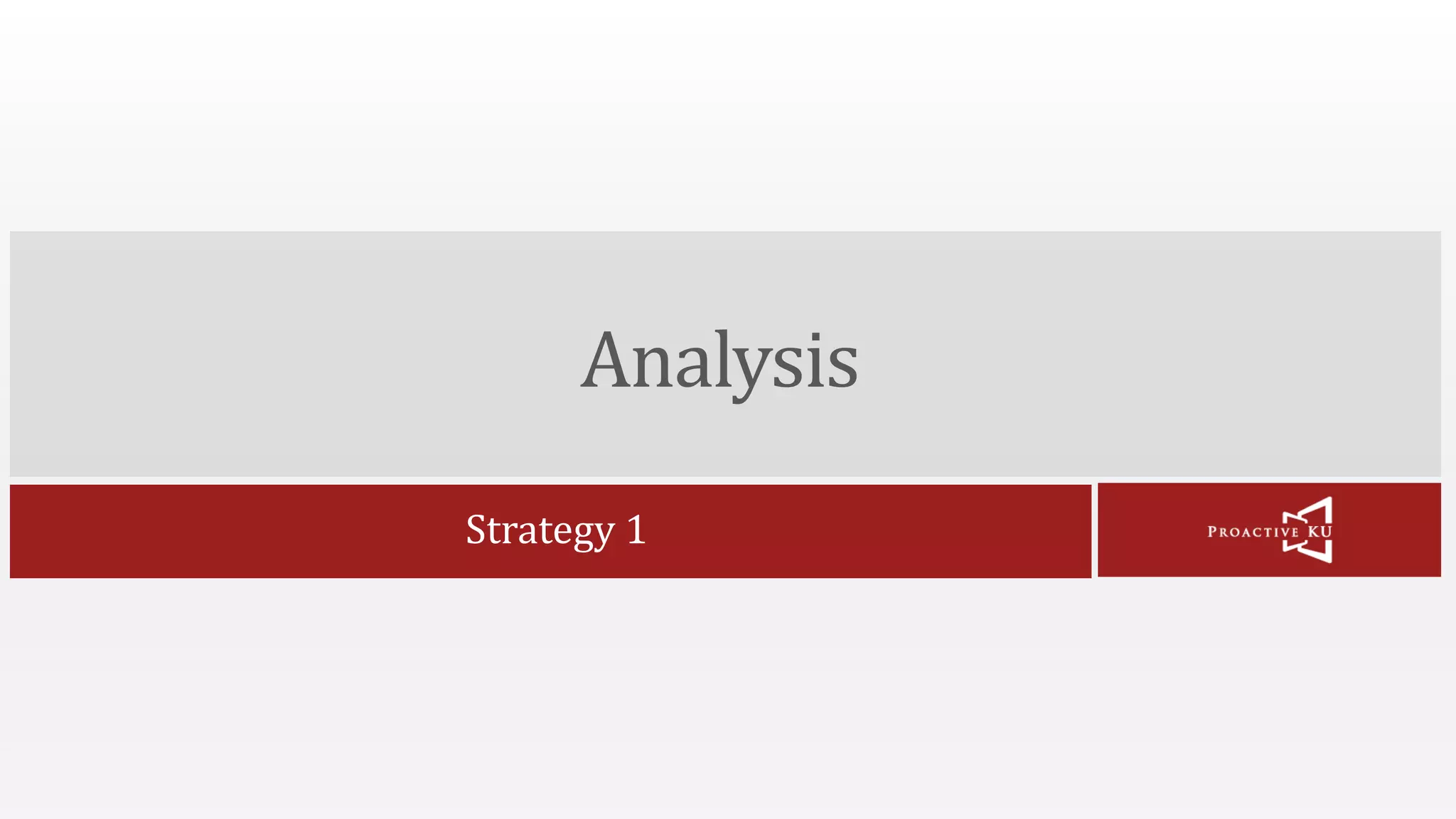 Analysis Strategy 1 