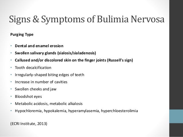 Are anorexia symptoms and signs the same as those of bulimia?