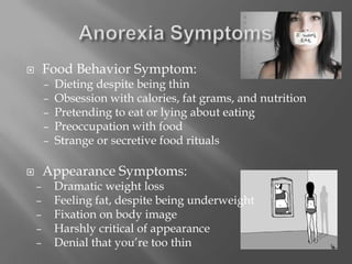 Anorexia Symptoms Food Behavior Symptom: ,[object Object]