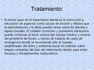 SIALOADENOSIS:Se asocia con la conducción crónica de vomitar, su causa real se desconoce. Aunque por muchos años se ha reconocido la asociación entre la mala nutrición y crecimiento de las glándulas salivales.	La sialoadenosis de parotidas y ocasionalmente submaxilar, puede ser notable en pacientes con bulimia,, a menudo en compañía con la xerostomia que se complica con ansiedad y depresión común en estos pacientes; la sialodenosis puede persistir después de un tiempo en que la bulimia y anorexia hayan sido revertidas o puede desaparecer espontáneamente.