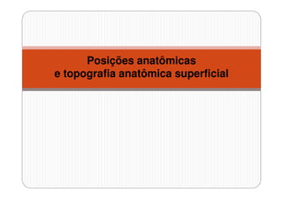 Posições anatômicas
e topografia anatômica superficial

 