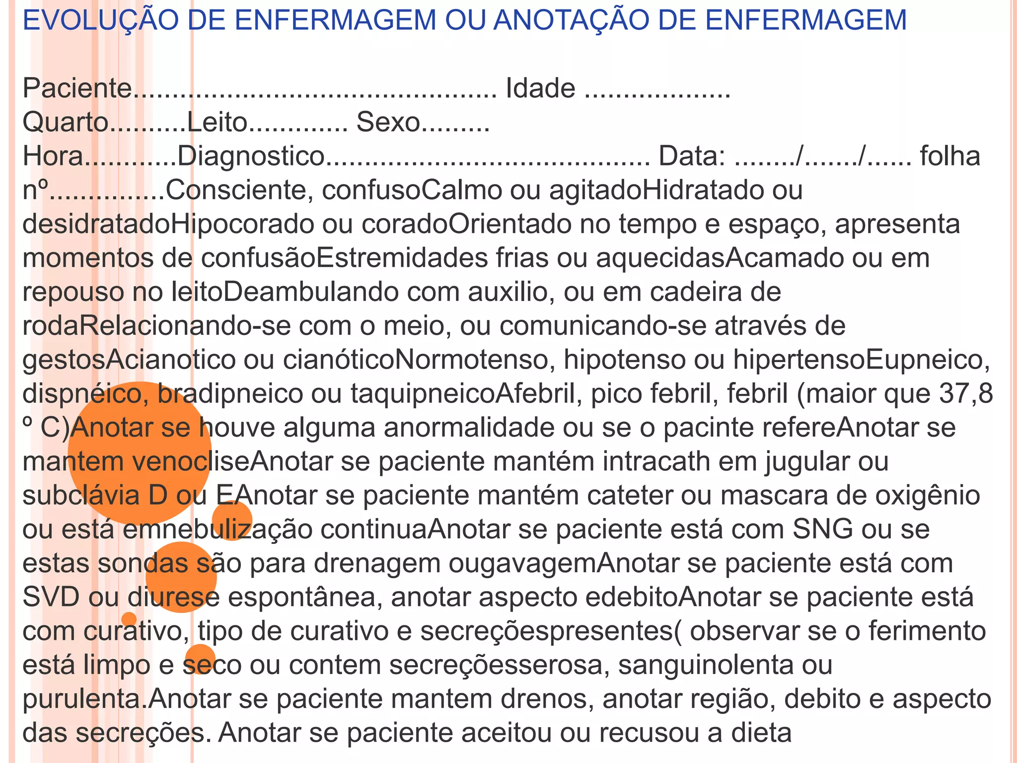 Anotações de Enfermagem.ppt | Medical Health