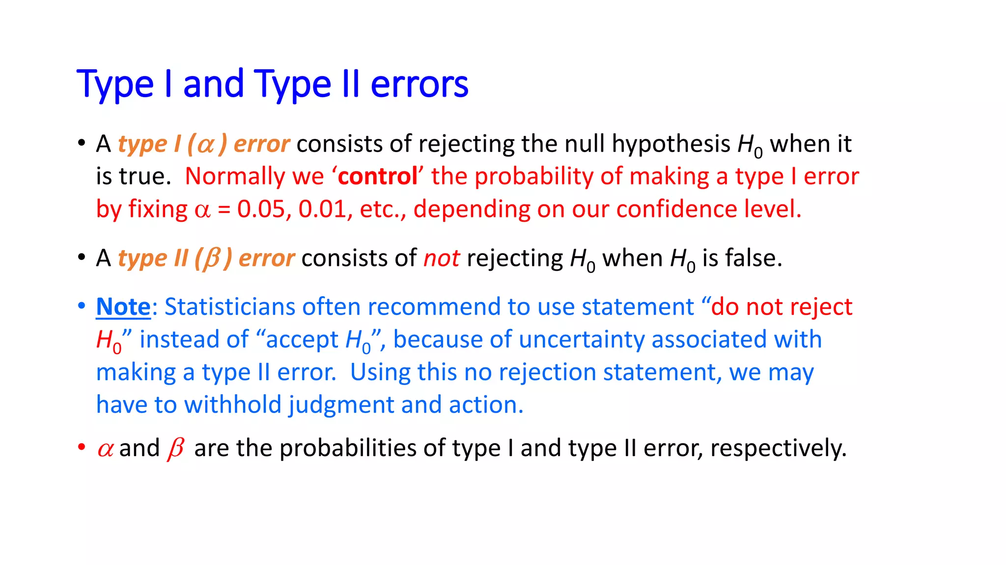 A note and graphical illustration of type II error | PPTX