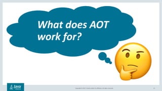 Copyright	©	2017,	Oracle	and/or	its	affiliates.	All	rights	reserved.		 21
What	does	AOT	
work	for?
!
 