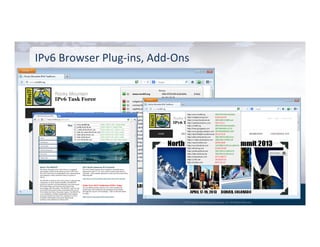 © 2015 Global Technology Resources, Inc. All Rights Reserved.
IPv6	
  Browser	
  Plug-­‐ins,	
  Add-­‐Ons	
  
 