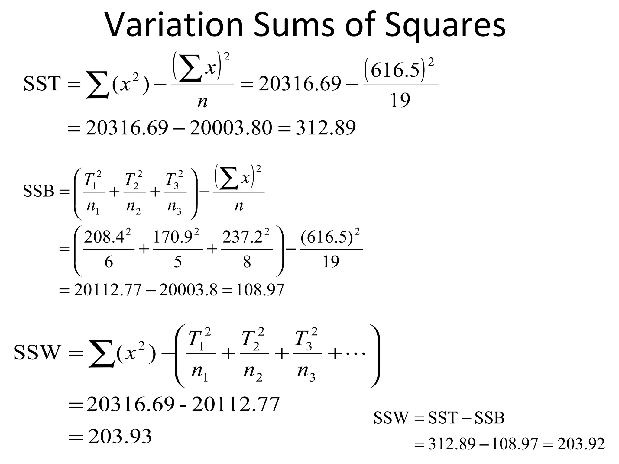 Variation Sums of Squares  