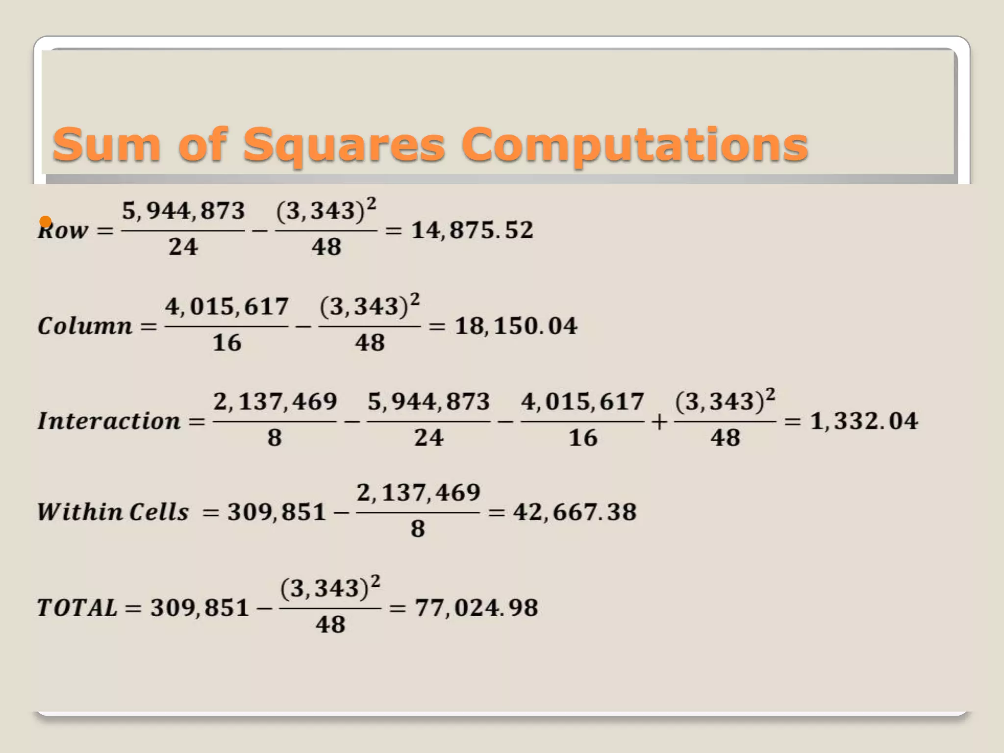 Sum of Squares Computations


 