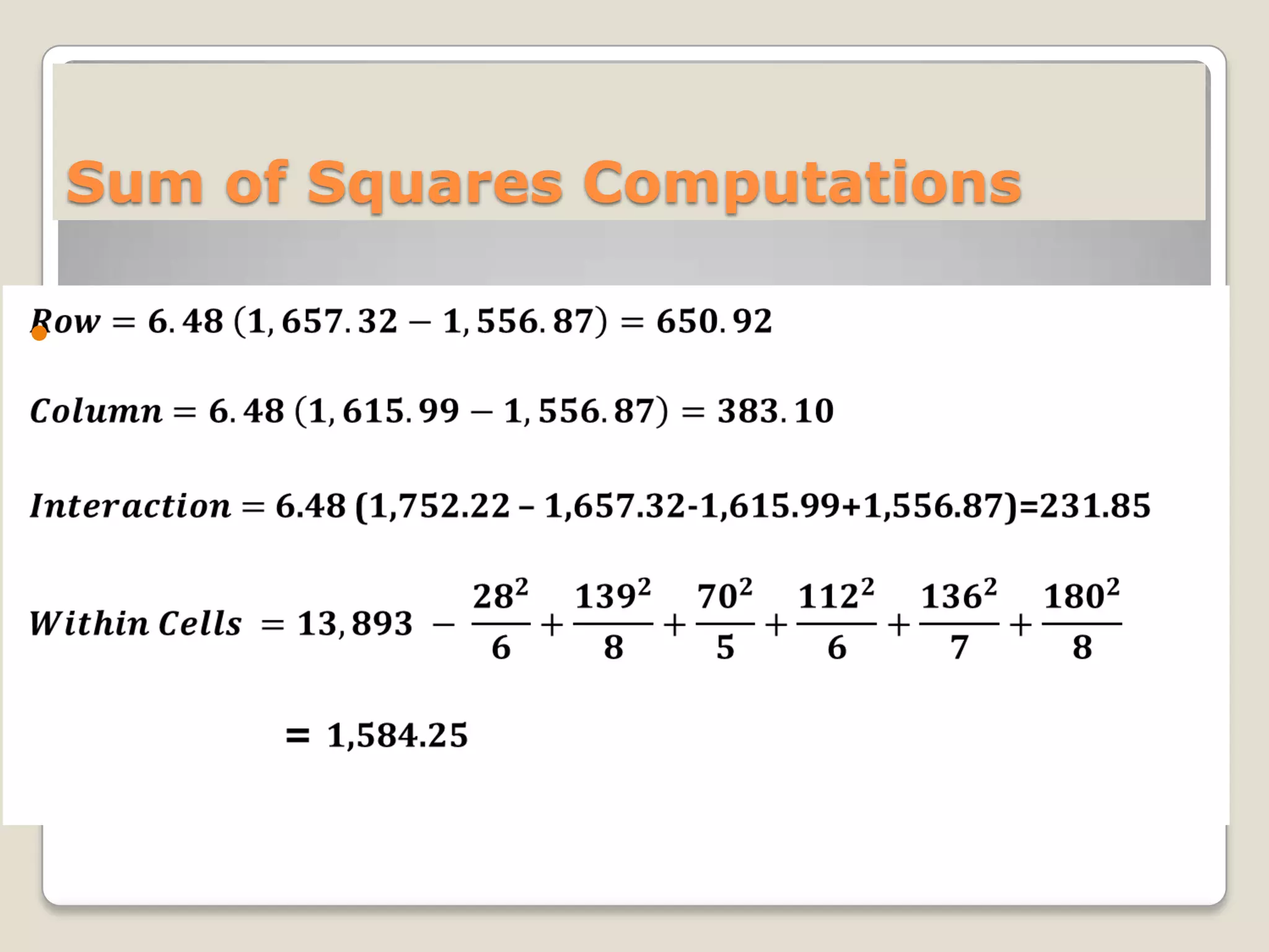 Sum of Squares Computations


 