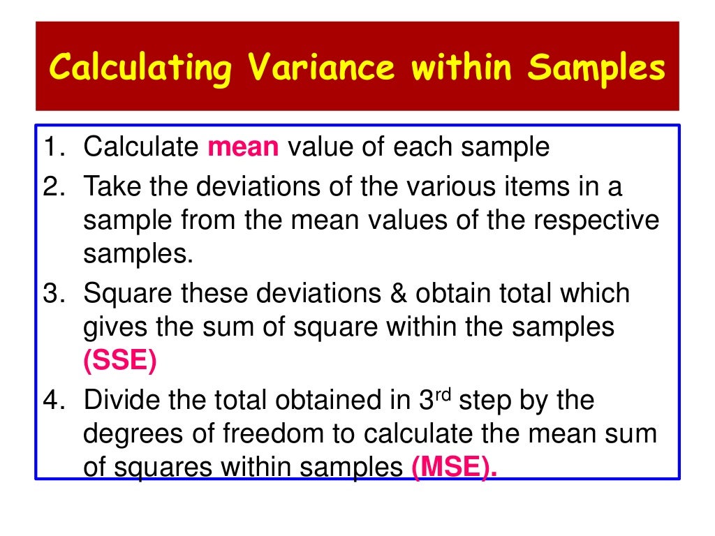 Analysis of variance (ANOVA)